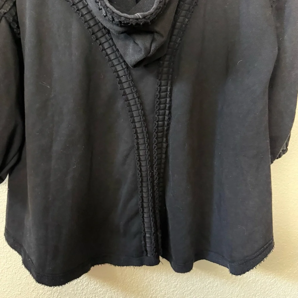 POL Black Thick Knit Hooded 3/4 Quarter Sleeve Sweatshirt Medium - Picture 8 of 11